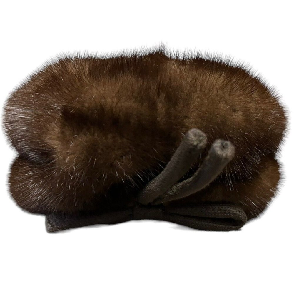 Vintage Cornelius Makers of Fine Furs Brown Mink Pillbox 50s 60s Womens Hat Bow